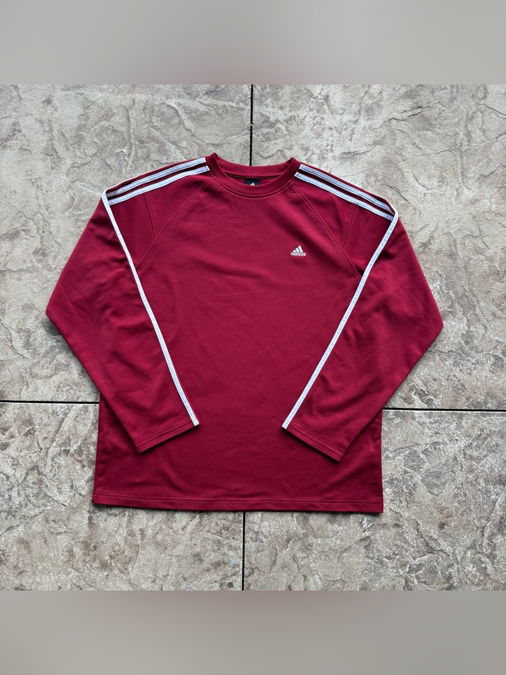 Vintage 00s Adidas Maroon Three Stripe Crewneck Shirt Size XL